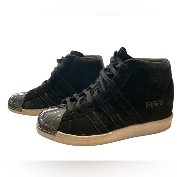 Adidas Black High-Top Sneakers with Silver Toe - Picture 2 of 4